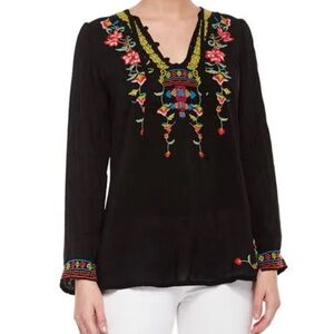 Johnny Was Suko V-neck Embroidered Blouse Size XXL